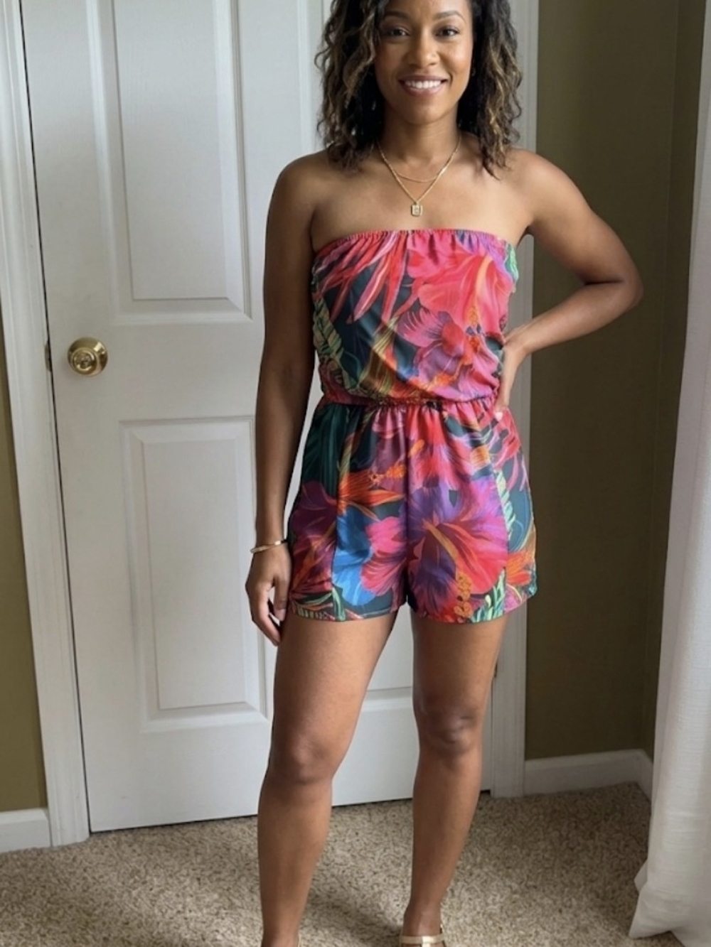 Floral Strapless Romper - Multicolor